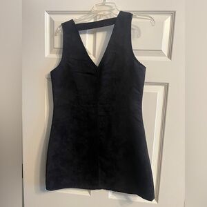 Black Suede Pinafore Mini Dress